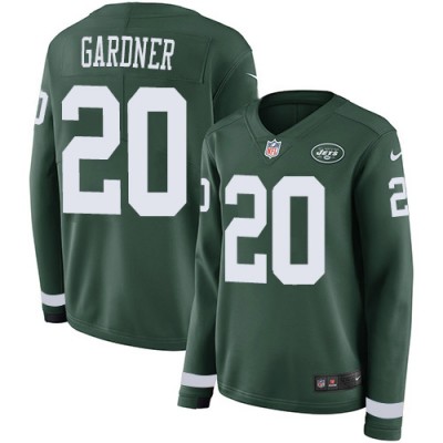 Nike New York Jets #20 Ahmad Sauce Gardner Green Team Color Women's Stitched NFL Limited Therma Long Sleeve Jersey